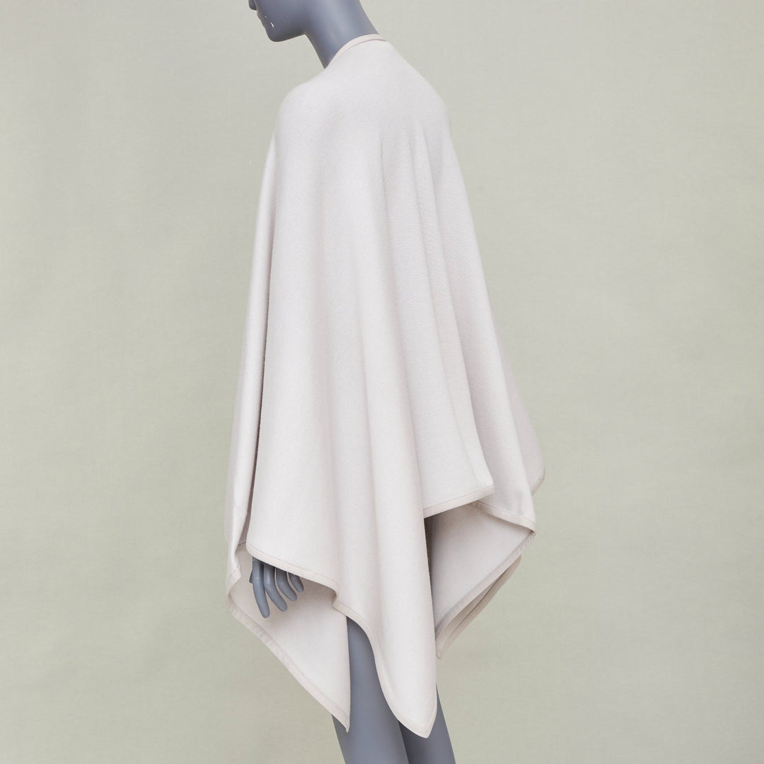 LORO PIANA 2021 cashmere silk blend leather trim button poncho cape coat