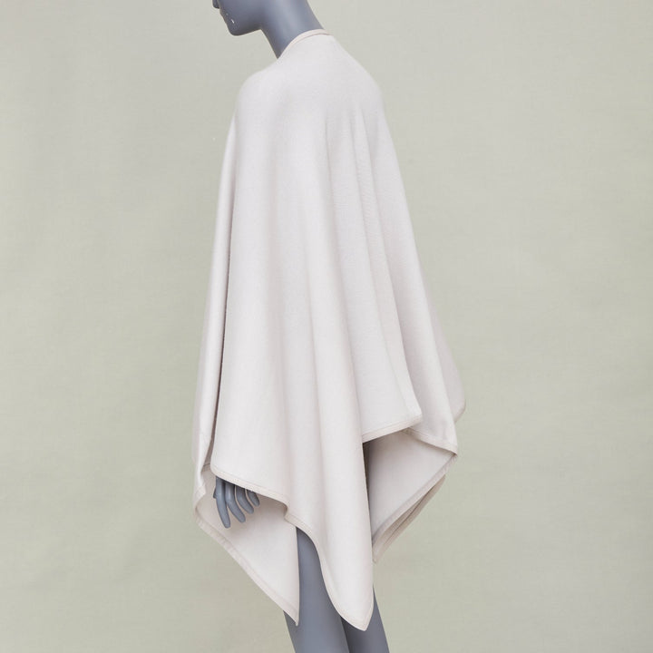 LORO PIANA 2021 cashmere silk blend leather trim button poncho cape coat