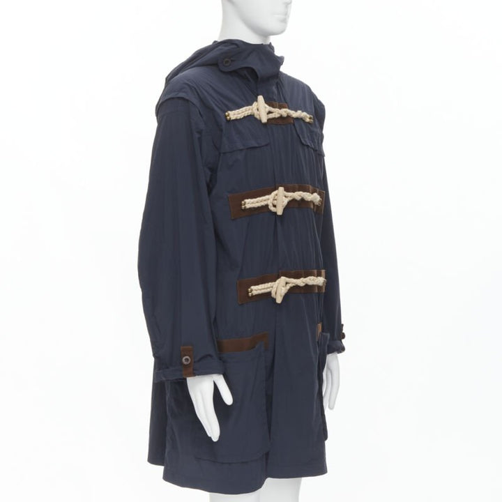 KOLOR navy blue rope wood toggle button anorak parka jacket JP2 M