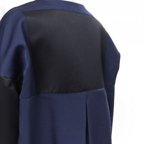 BALENCIAGA 2012 Ghesquiere navy black colorblocked structured cocoon coat FR40