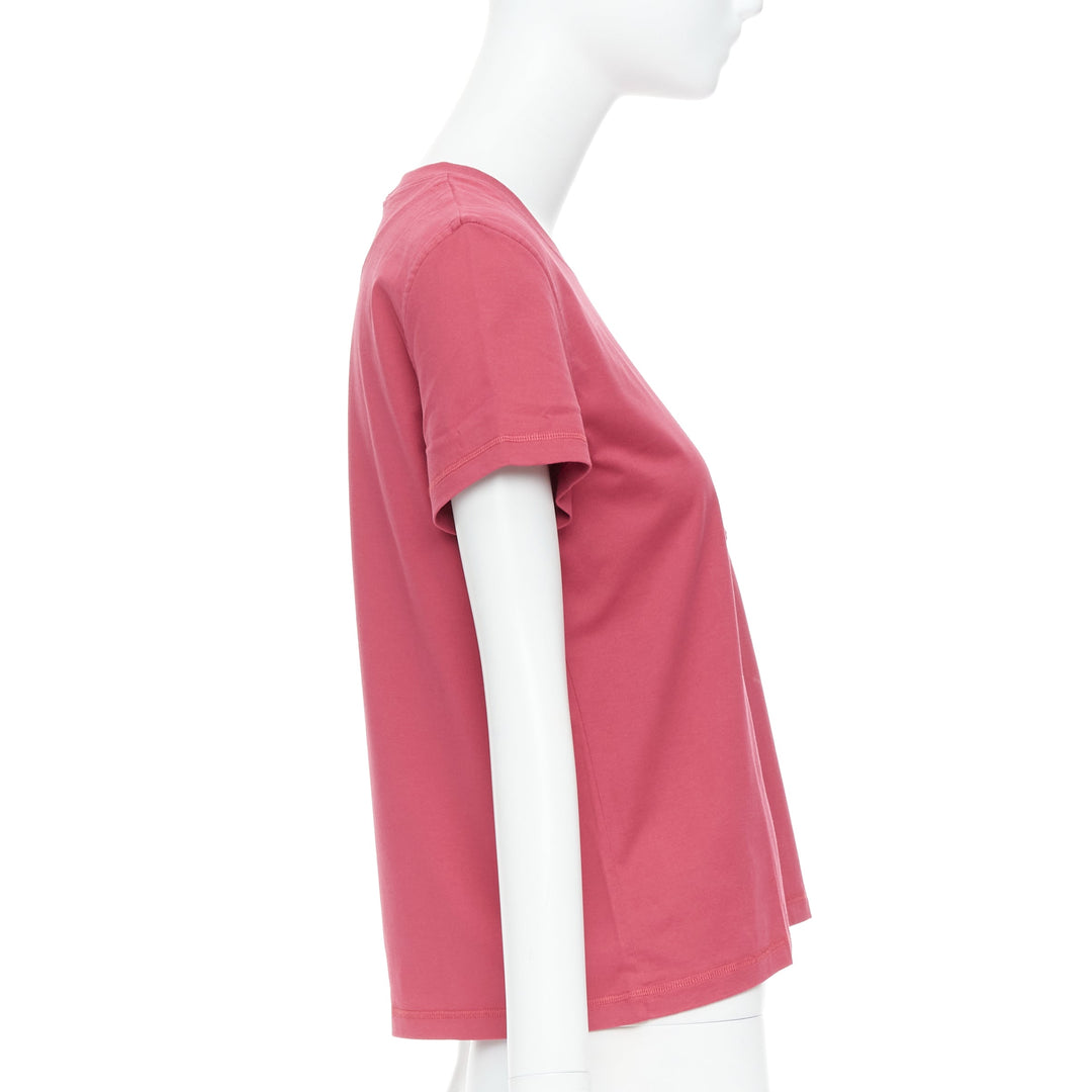 HERMES Embroidered Pocket raspberry pink H motif tshirt FR38 M