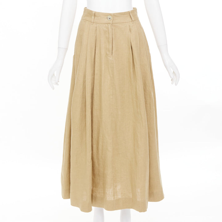 MARA HOFFMAN 2022 sand hemp utility short sleeve shirt midi skirt set XS