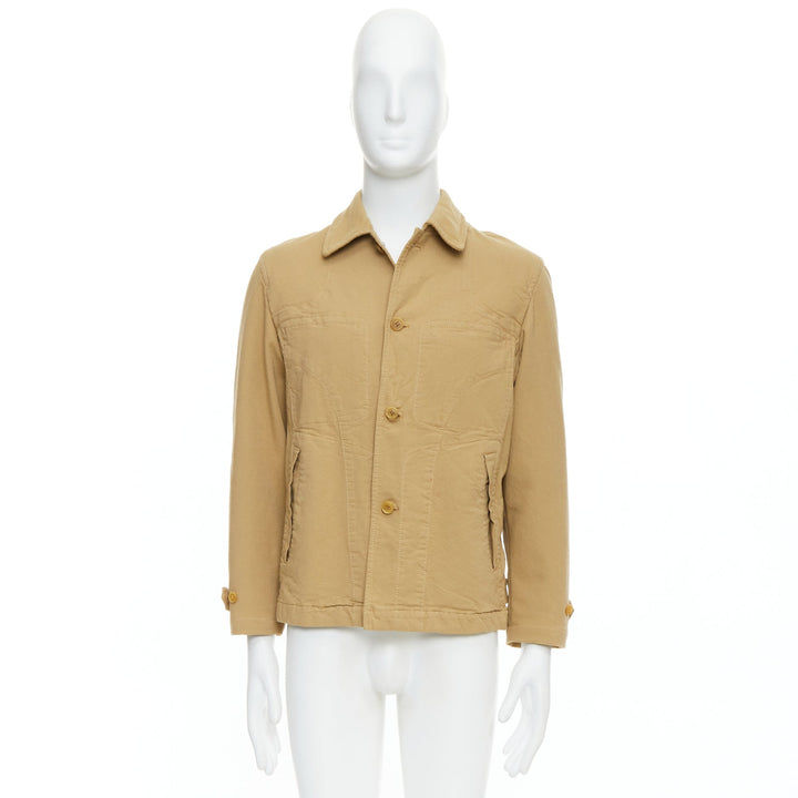 COMME DES GARCONS HOMME khaki crinkle fabric topstitch jacket