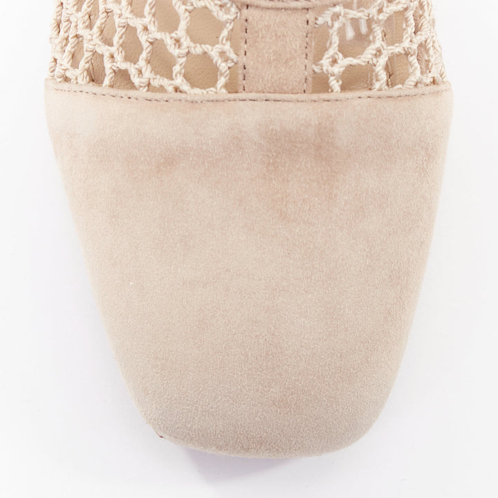 DIOR 2019 Naughtily-D beige suede net mesh lace up block ankle boots EU37.5