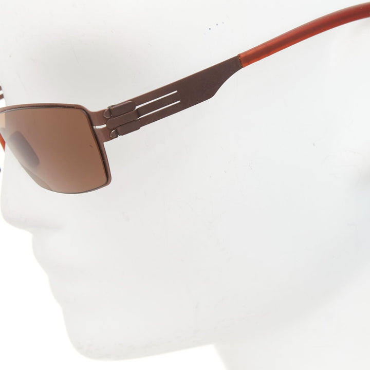 IC BERLIN Classic Carl brown sheet metal rectangular eyewear sunglasses
