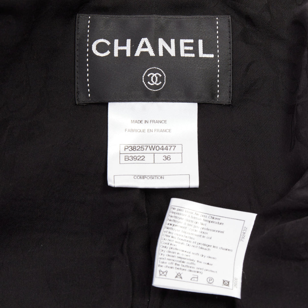 CHANEL 2010 Karl Lagerfeld Runway black cream silk trim collar crop coat FR36 S