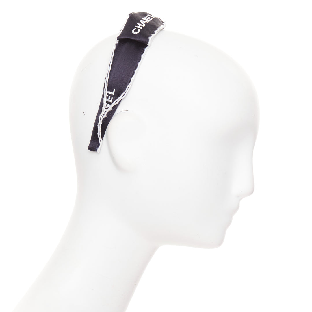 CHANEL 2023 black white CHANEL black white CC ribbon bow embellished alice hair