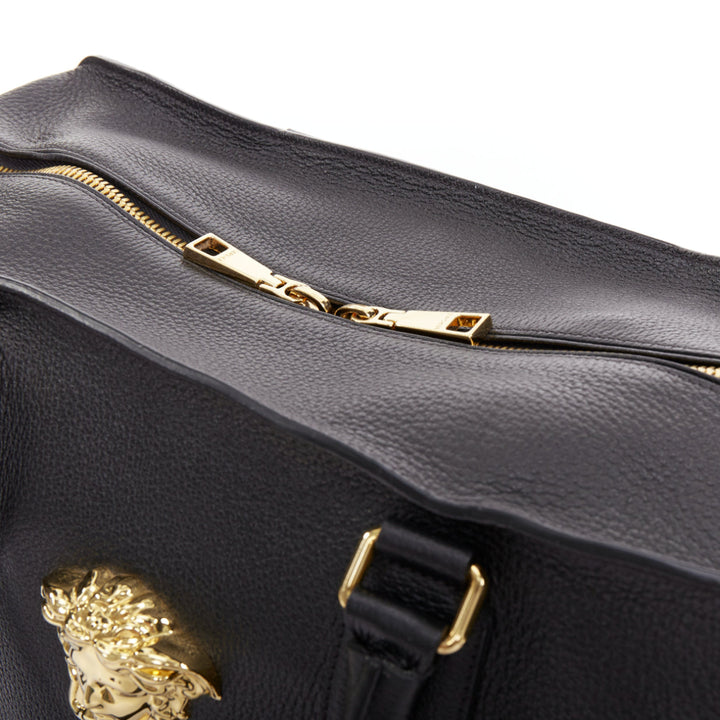 VERSACE Medusa Palazzo black calfskin gold emblem laptop briefcase bag