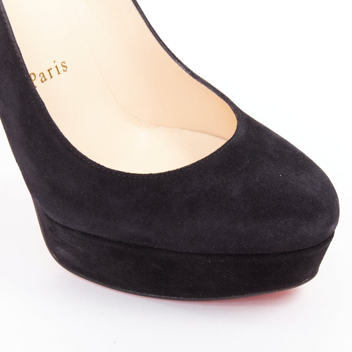 CHRISTIAN LOUBOUTIN Bibi 140 Veau Velours black suede platform pumps EU37.5