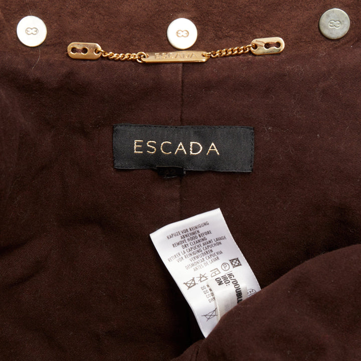 ESCADA orange nylon fur trimmed hood long parka coat IT42 M