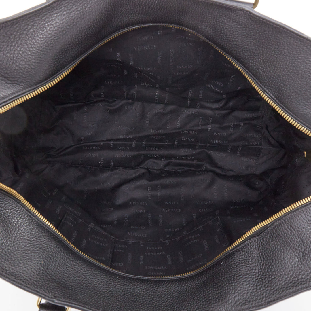 VERSACE Medusa Palazzo black calfskin gold emblem laptop briefcase bag