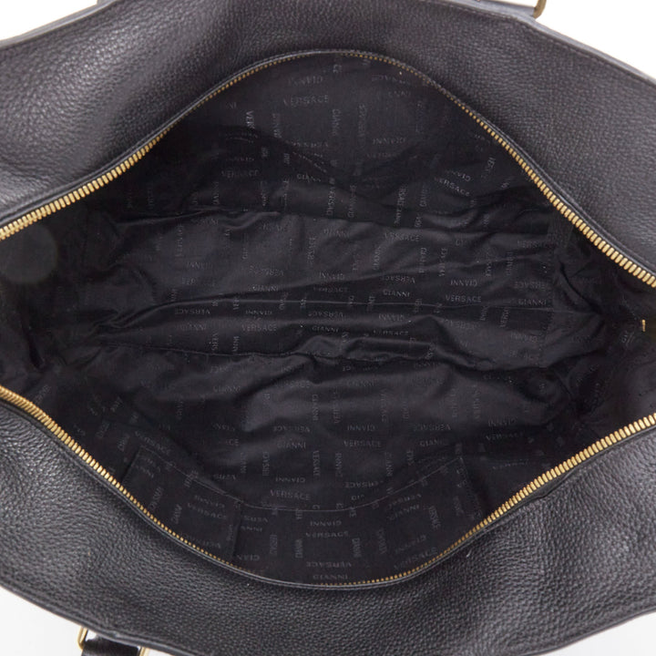 VERSACE Medusa Palazzo black calfskin gold emblem laptop briefcase bag