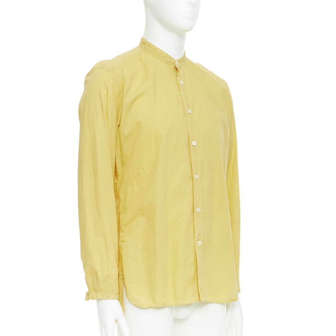 LANVIN butter yellow cotton bishop collar button up dress shirt EU40 L
