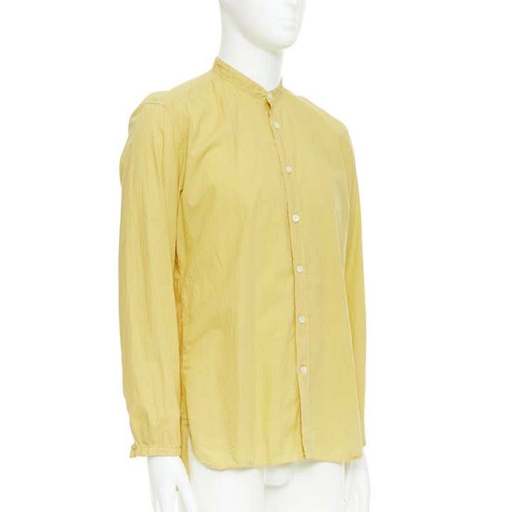 LANVIN butter yellow cotton bishop collar button up dress shirt EU40 L