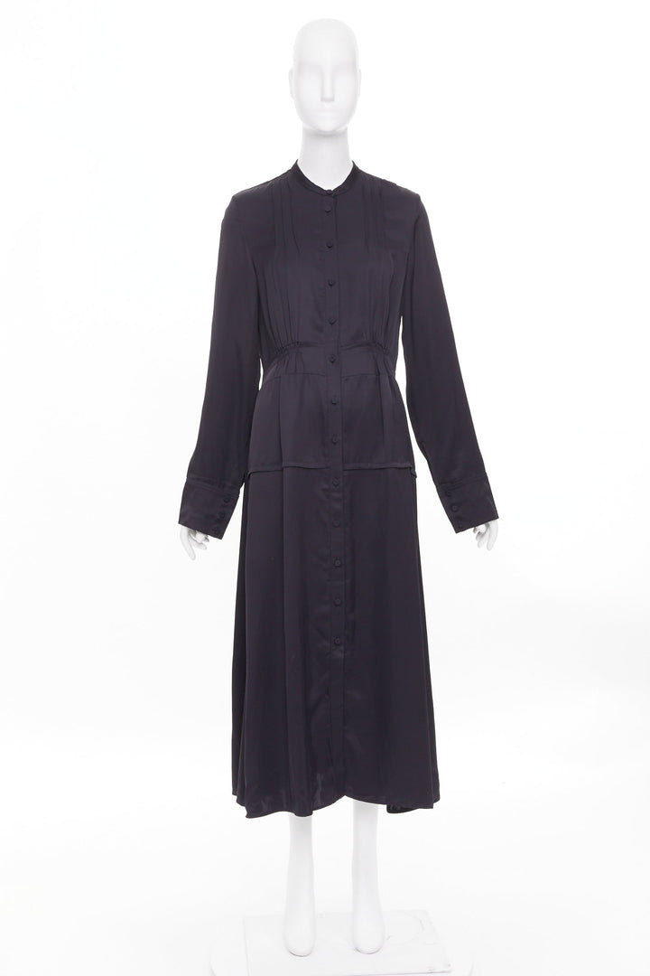 JIL SANDER W Dress 1 Viscose pleated long sleeve button shirt dress FR32 XXS