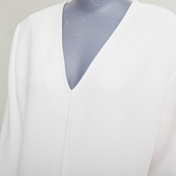 SAINT LAURENT 2022 Runway Bridal off-white wool Power shoulder maxi gown FR42 XL