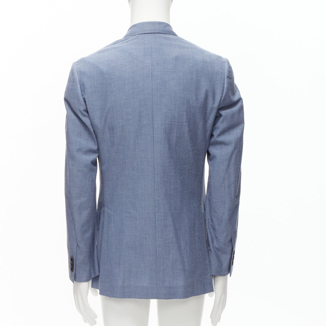 KINGSMAN blue wool cotton double breasted blazer jacket IT50 L