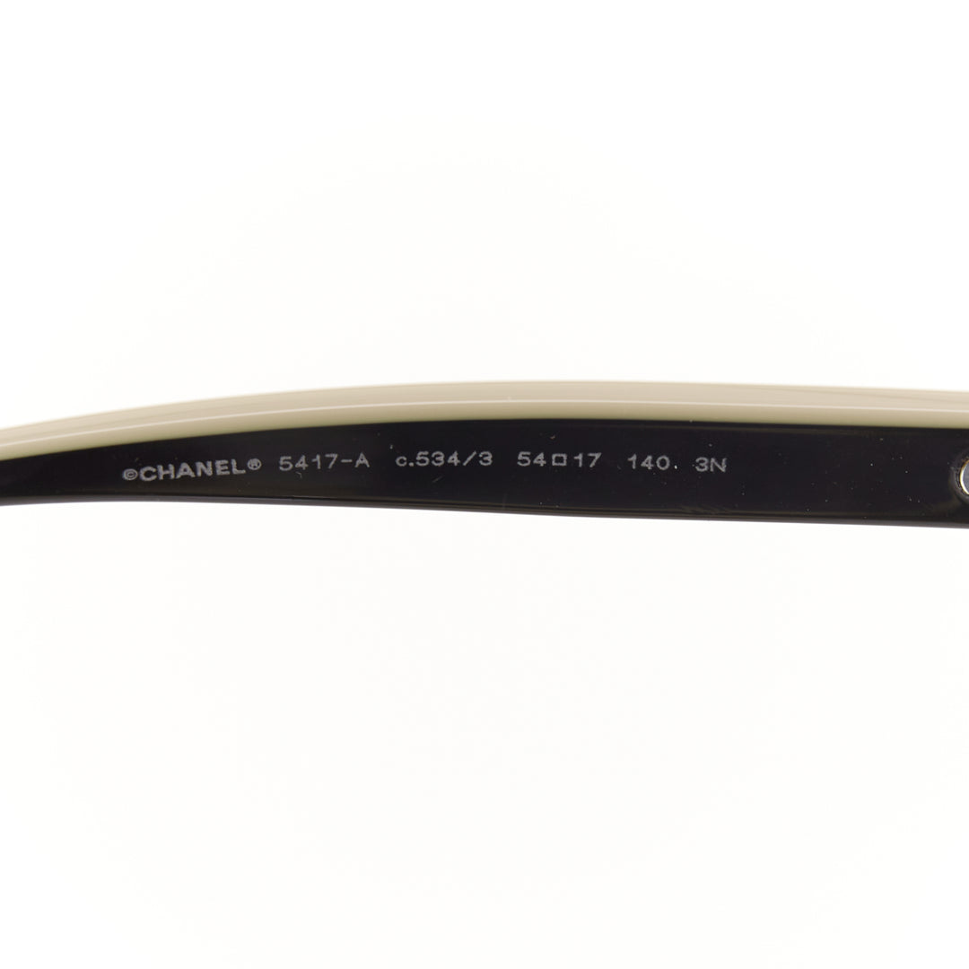 CHANEL 5417-A beige black CC logo CHANEL top bridge two tone sunglasses