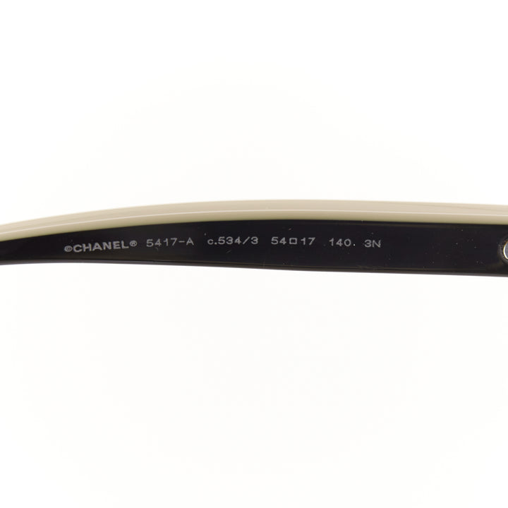 CHANEL 5417-A beige black CC logo CHANEL top bridge two tone sunglasses