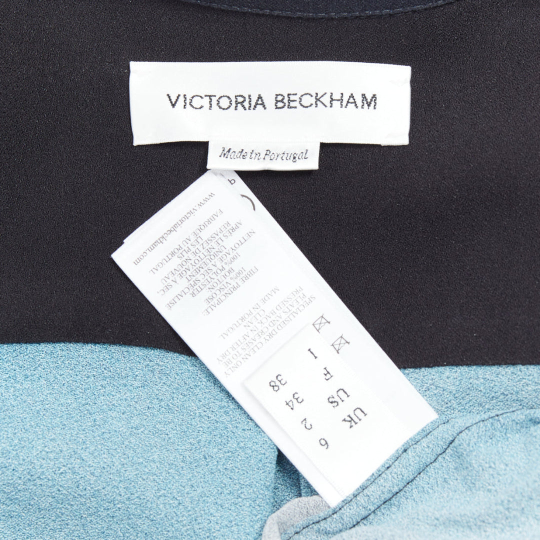 VICTORIA BECKHAM navy ombre floral print pajama shirt top UK6 XS