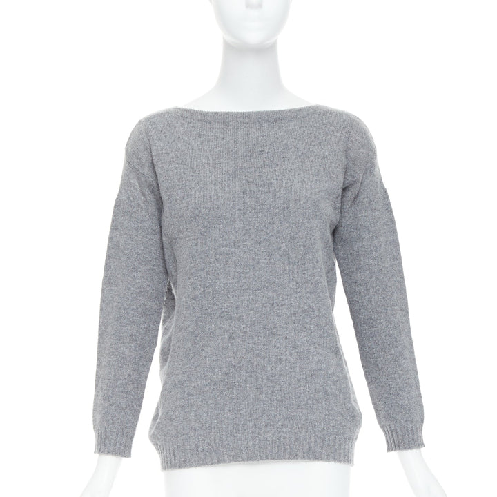 PRADA grey bateau neck panelled crop sleeves sweater