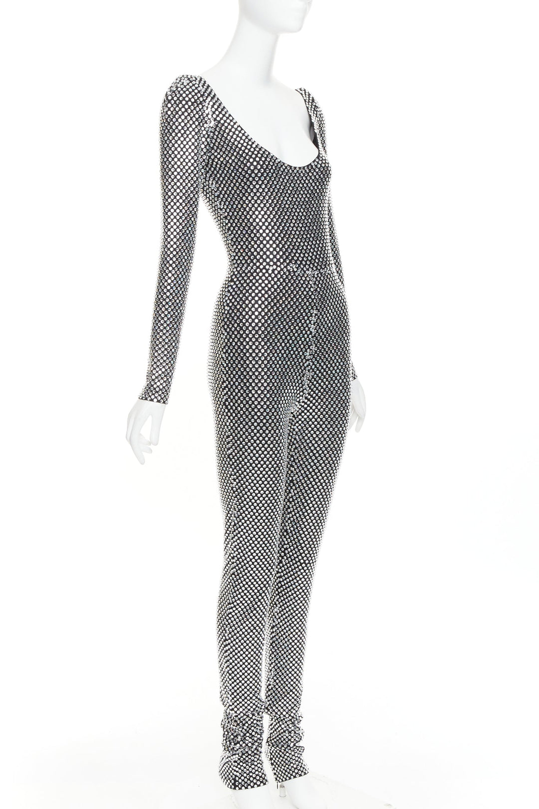 rare ALEXANDRE VAUTHIER COUTURE SS2021 Runway silver crystal scoop neck jumpsuit