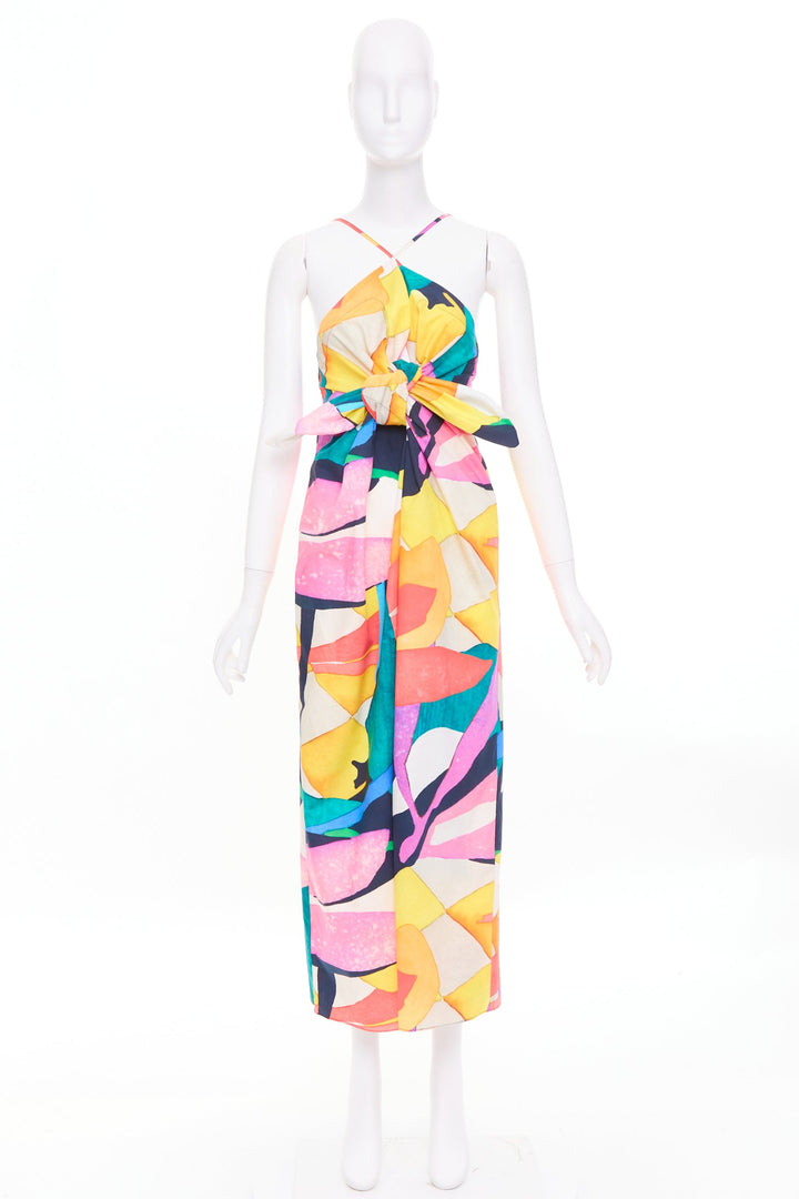 MARA HOFFMAN Lolita Deltoria abstract multicolor print cotton poplin dress M