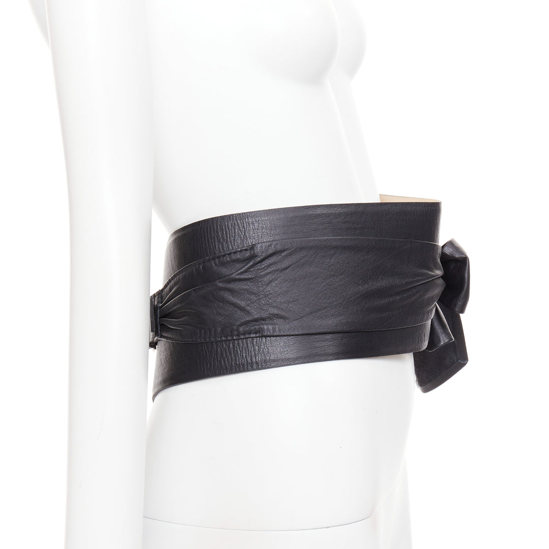 ANDRES OTALORA Viviendo Obi black leather tie front buckled wide belt