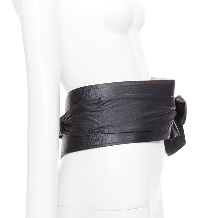 ANDRES OTALORA Viviendo Obi black leather tie front buckled wide belt