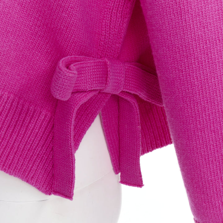 VALENTINO 2022 Pier Paolo Piccioli pink bow virgin wool boxy sweater XS