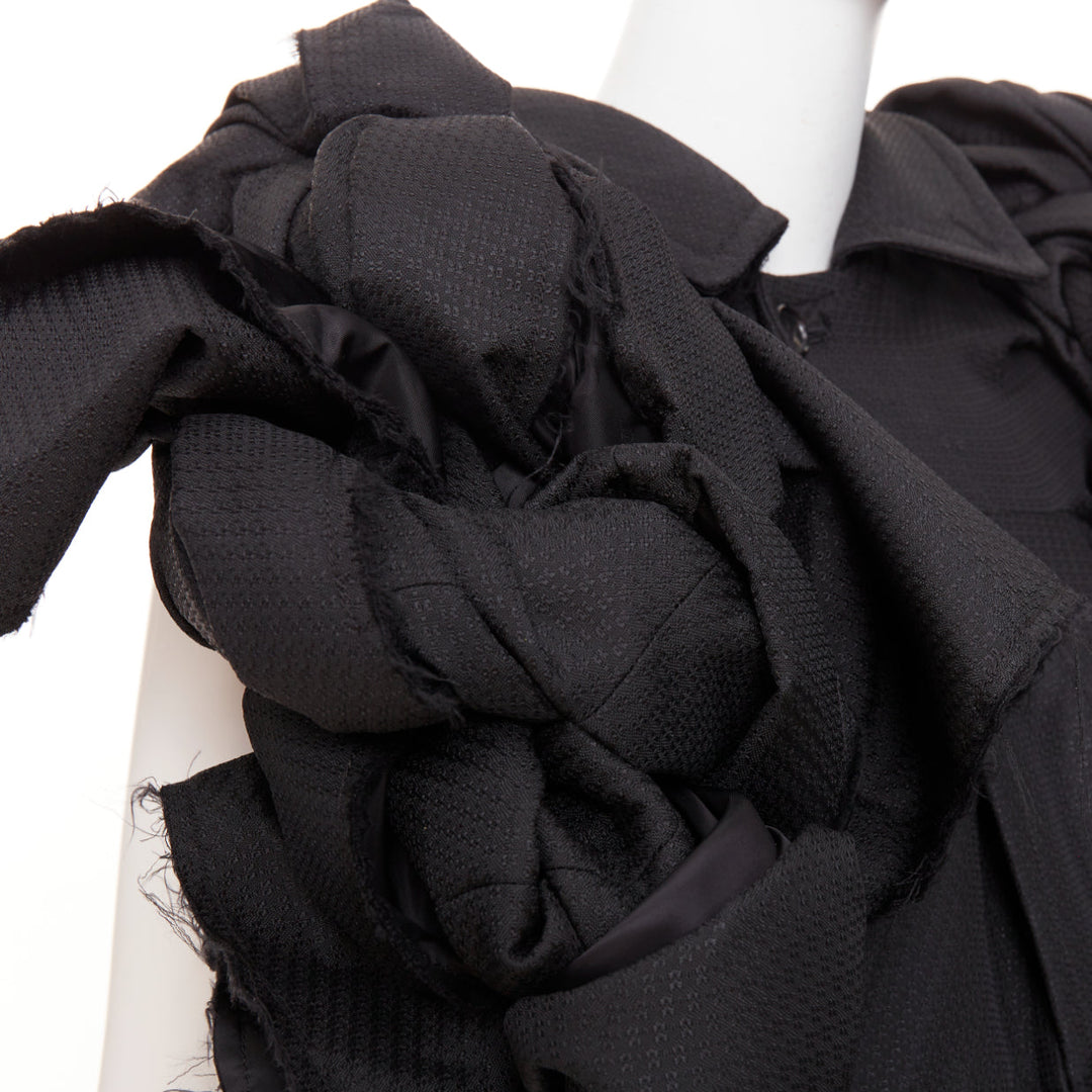 rare COMME DES GARCONS 2019 Runway textured knots deconstructed cut out coat S