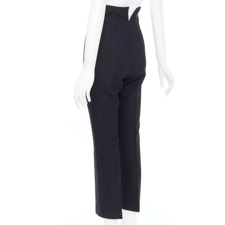 JOSEPH Yoyo navy wool blend crepe pinstripe high waisted pants FR34 XS