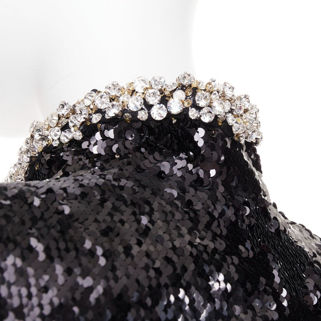 ALEXANDRE VAUTHIER COUTURE SS2025 Runway black sequin silver crystal crop jacket