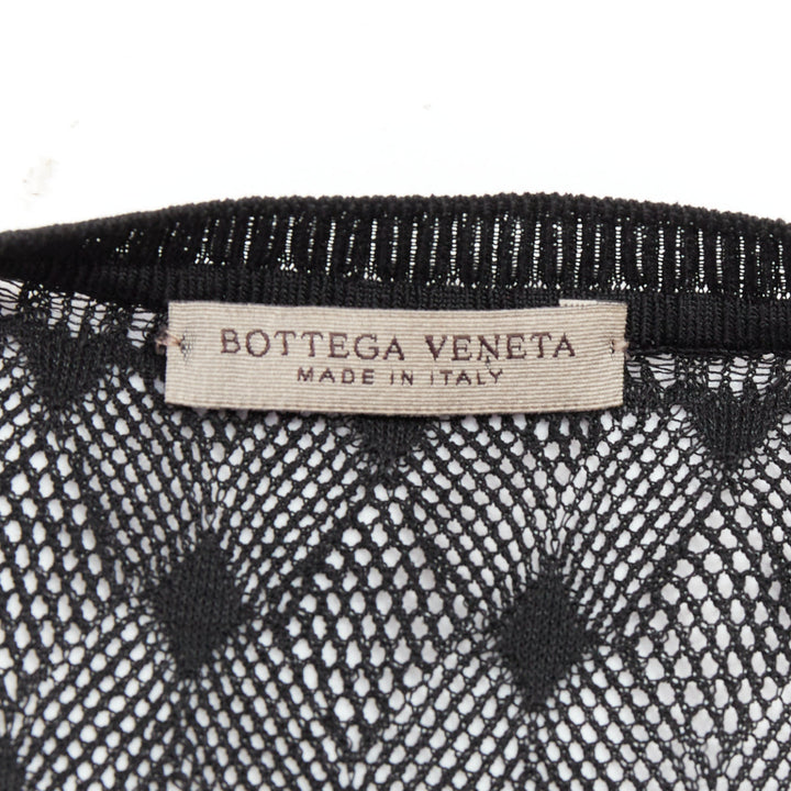 BOTTEGA VENETA black crochet knit button up sheer cardigan IT36 XXS
