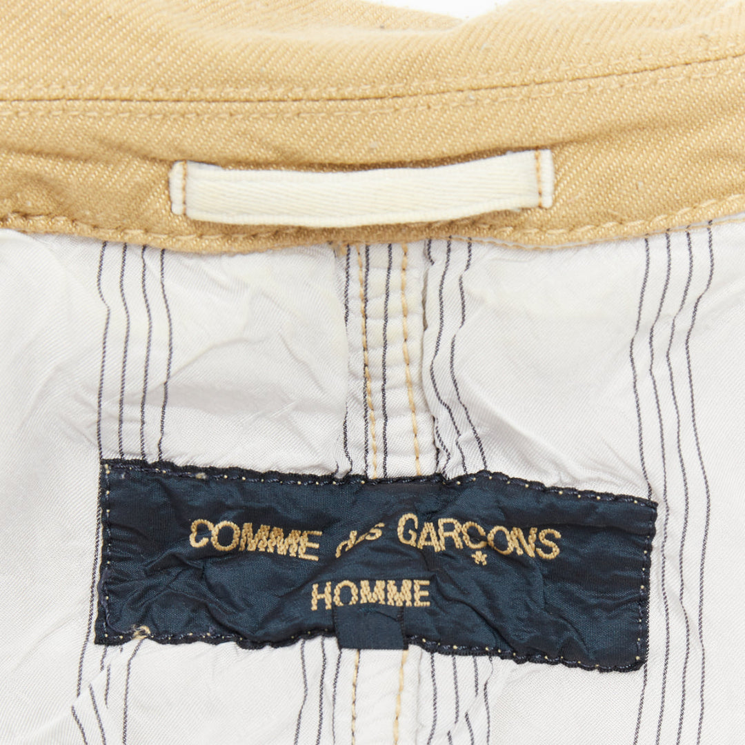 COMME DES GARCONS HOMME khaki crinkle fabric topstitch jacket