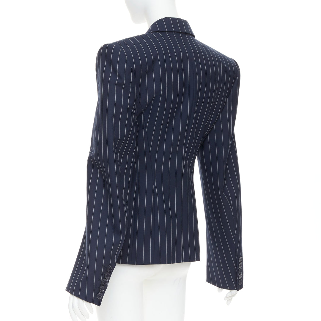 ALEXANDRE VAUTHIER navy blue pinstripe double breasted blazer jacket FR36 S