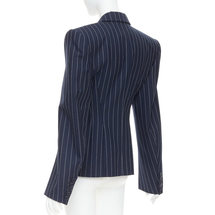 ALEXANDRE VAUTHIER navy blue pinstripe double breasted blazer jacket FR36 S