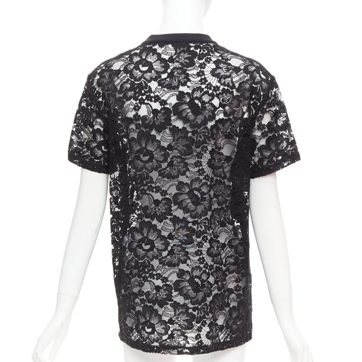 GIVENCHY 2013 Runway Tisci black Pervert 17 sheer lace jersey tshirt FR38 M