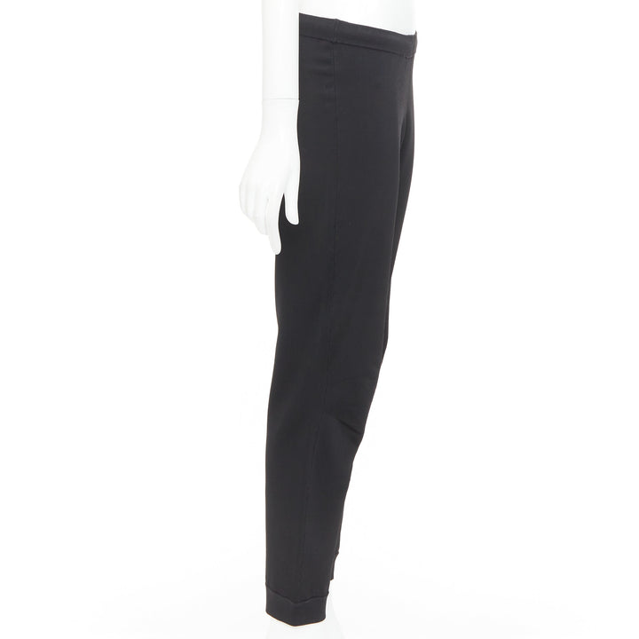 BALENCIAGA black hidden drawstring knee darts cropped jogger pants