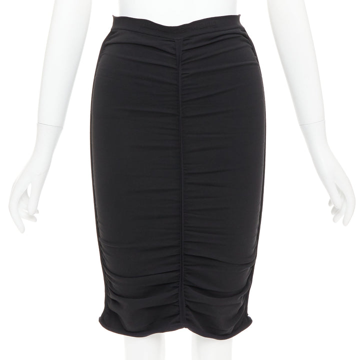 ALEXANDER WANG black ruched gathered high waisted pencil skirt S