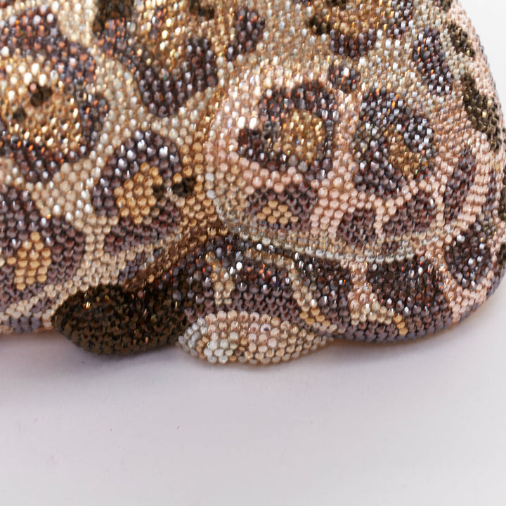 JUDITH LEIBER Limited Wildcat Chiquita brown gold jaguar crystal clutch bag