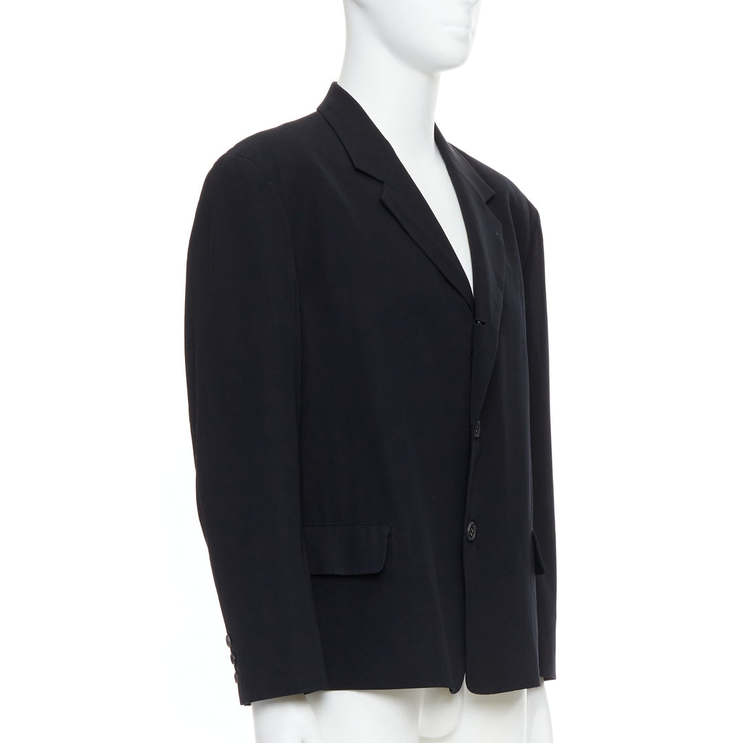 YOHJI YAMAMOTO black wool shoulder padded oversized boxy blazer M