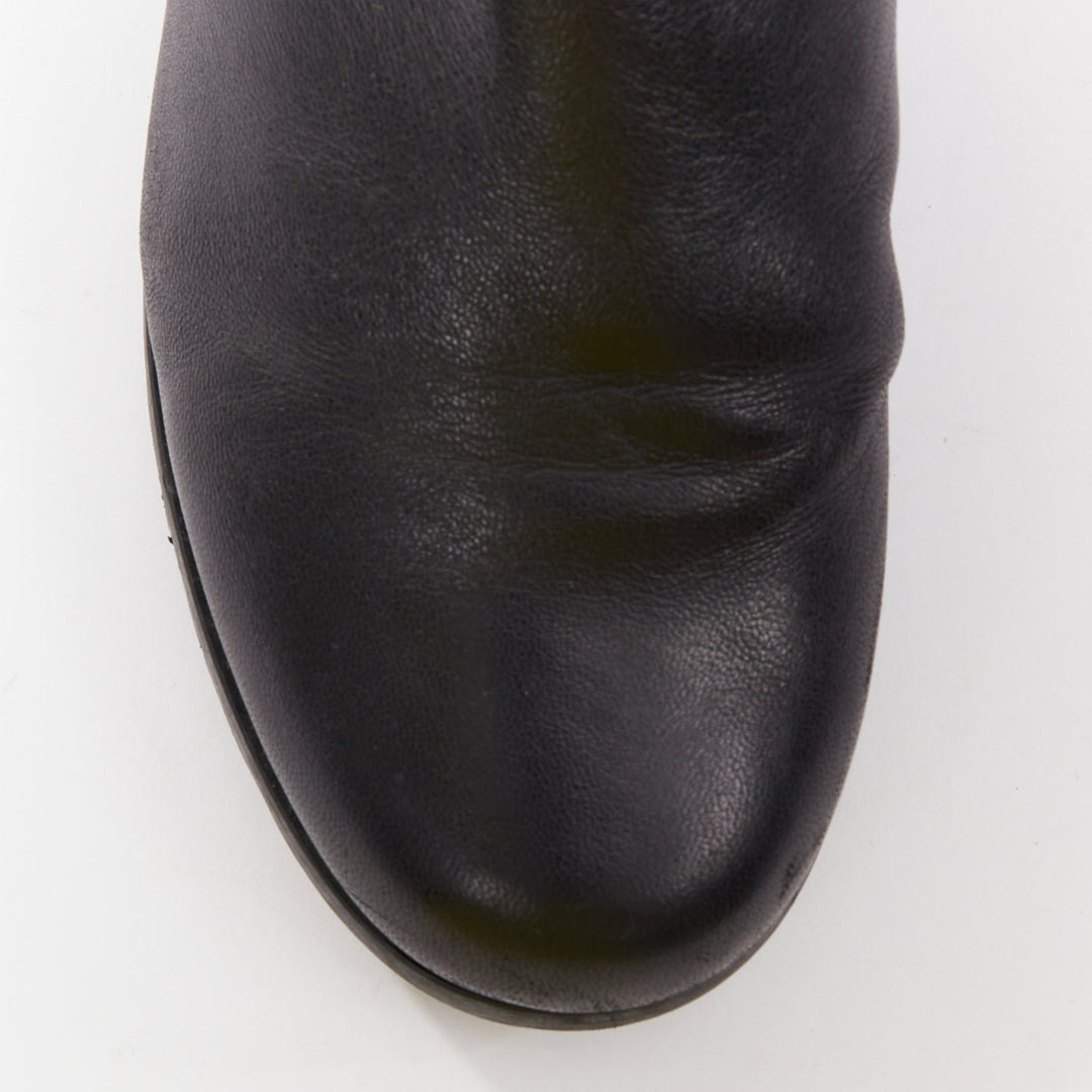 STUART WEITZMAN 5050 black leather front elastic back round toe tall boots EU38