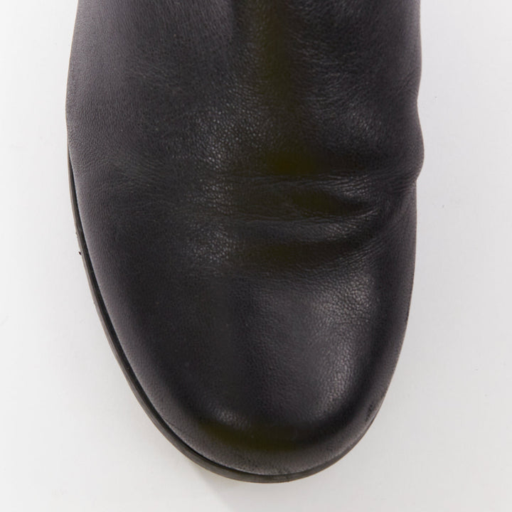 STUART WEITZMAN 5050 black leather front elastic back round toe tall boots EU38