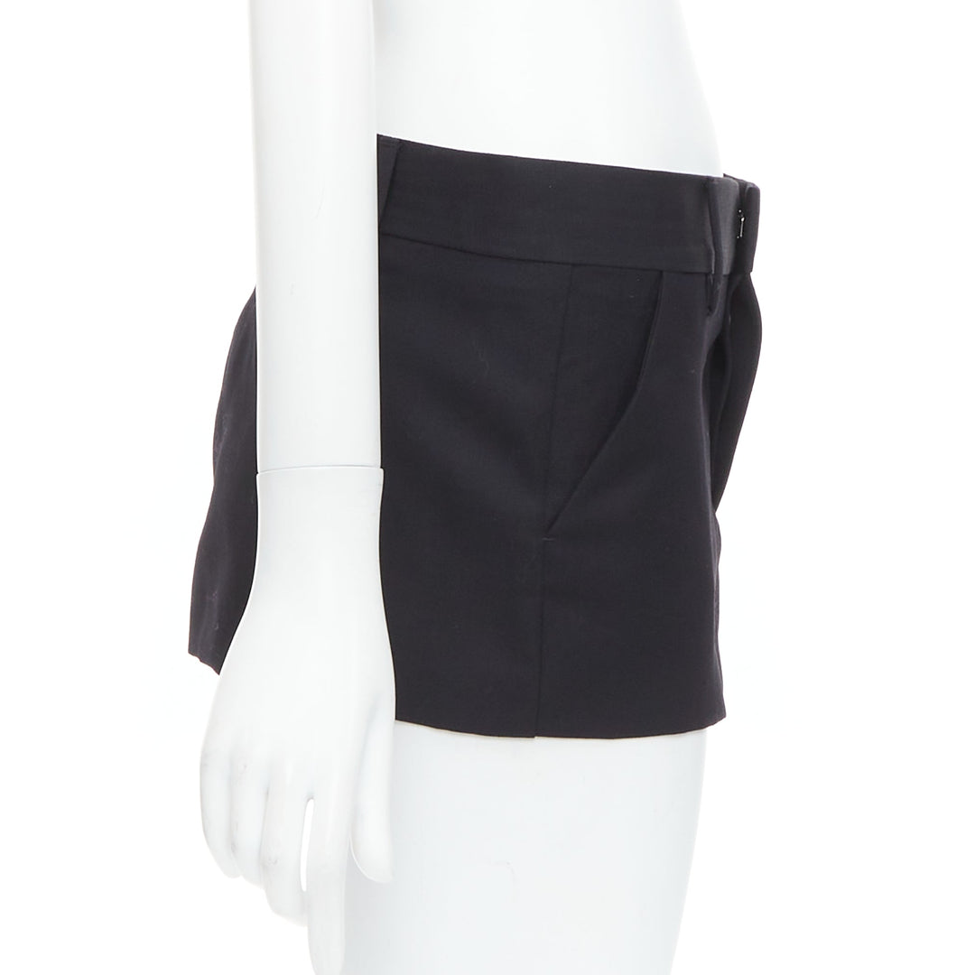 DSQUARED2 black virgin wool logo super micro mini skirt IT36 XXS