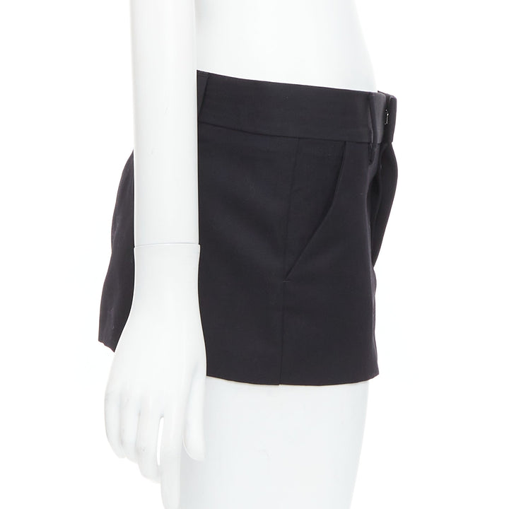 DSQUARED2 black virgin wool logo super micro mini skirt IT36 XXS