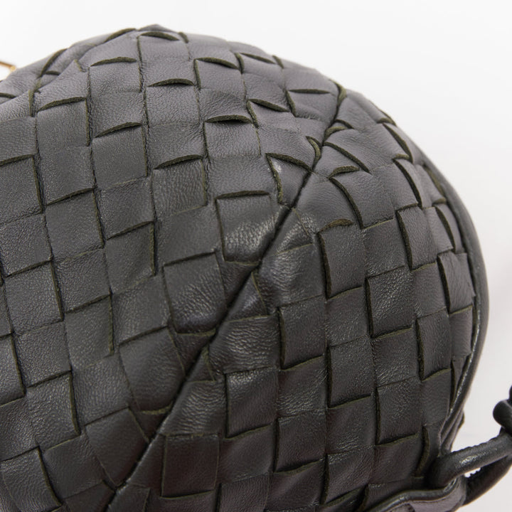 BOTTEGA VENETA 2023 Mava Mini dark grey intrecciato woven lambskin sphere bag
