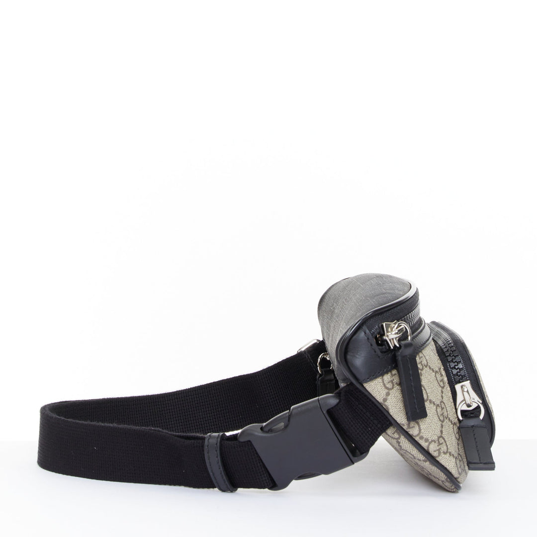 GUCCI Eden Supreme GG monogram canvas black leather belt bag