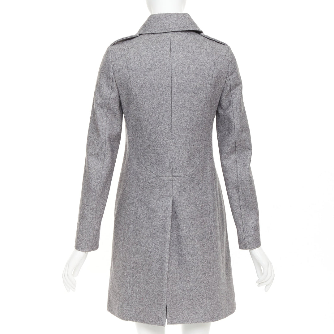 DIOR HOMME grey speckled wool blend felt double breasted epaulet coat FR38 M