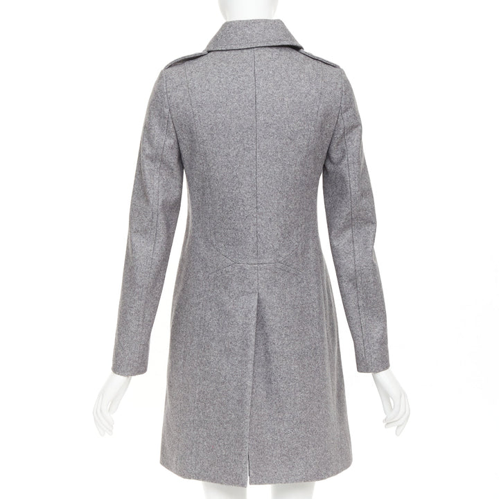 DIOR HOMME grey speckled wool blend felt double breasted epaulet coat FR38 M